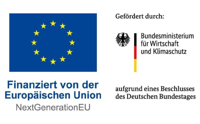 Hier ist das Logo des Bundesministeriums für Wirtschaft und Klimaschutz und das Logo der Europäischen Union NextGeneration EU zu sehen. 